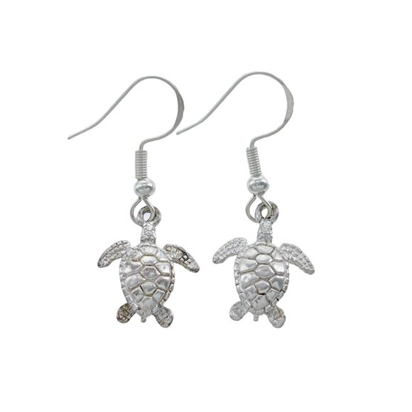 Vintage Sterling Silver 925 Sea Turtle Dangle Earrings - Picture 1 of 5